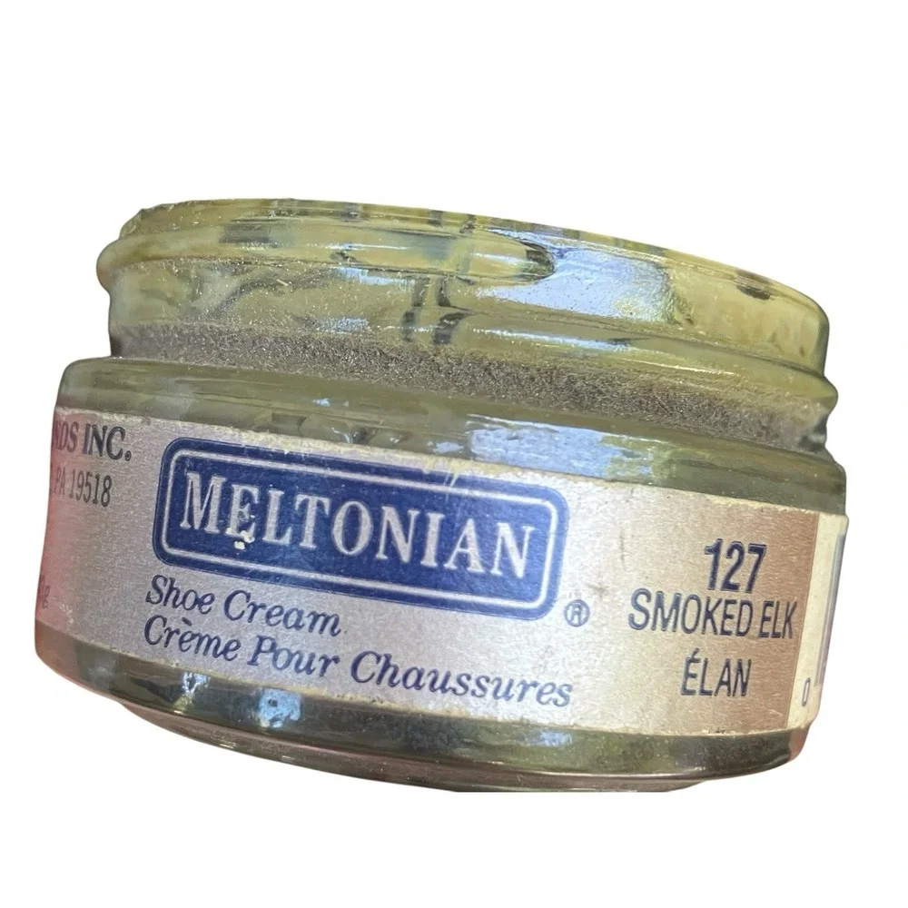 Vintage Meltonian 127 Smoked Elk Shoe Cream Polish 1.55oz Jar Boot Care Cobbler
